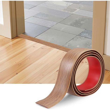 Barre de Seuil Adhesive, 120 x 4 cm Plinthe Souple Autoadhésive Imperméable, Seuil de Porte Découpable, Plinthe PVC, Parquet Adhesif Sol pour Seuil de Porte Rattrapage Niveau Décoration(Chêne Jaune) (1/5)