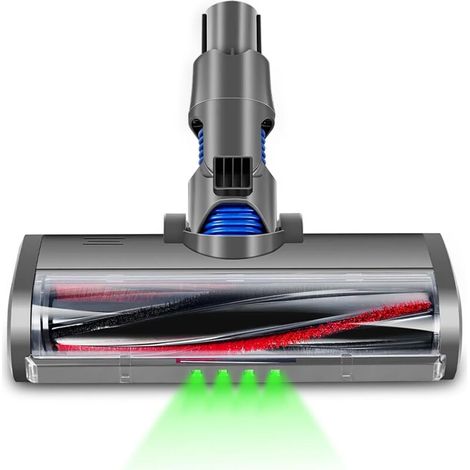 Cepillo motorizado compatible con Dyson V6 DC58 DC59 DC61 DC62. Rodillo de cerdas mixtas para suelos duros con luz verde. (1/4)