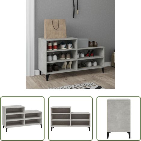 vidaXL Armoire console - Armoire à chaussures Gris béton 102x36x60 cm Bois d'ingénierie (1/5)