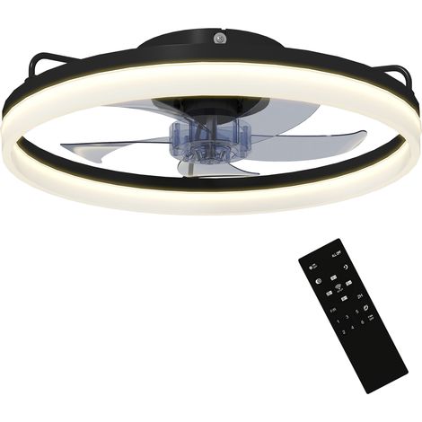 Deckenventilator mit Licht und Fernbedienung, 50 cm, 3-farbige LED, 6 Geschwindigkeitsstufen, Timer, Dimmfunktion