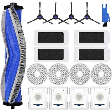 T30 Accessoires de rechange pour ECOVACS DEEBOT T30 PRO OMNI / T30 OMNI Aspirateur Robot, 1 Brosse Principale, 4 Filtres, 4 Brosses Latérales, 4 Serpillières, 4 Sacs à Poussière Antibactériens (1/5)