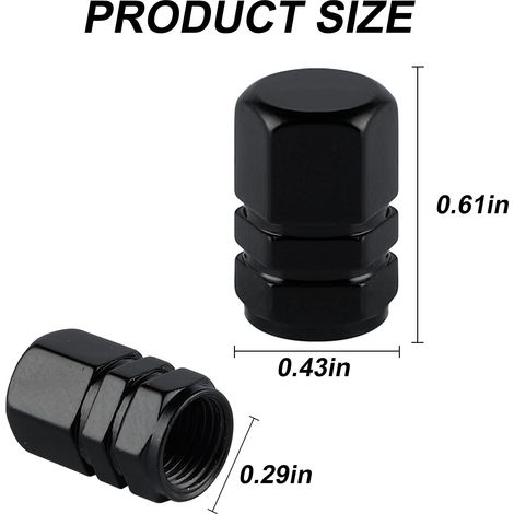 Bouchons de valve en aluminium, bouchons de valve de moyeu de roue, bouchons de pneu anti-poussière pour voitures, accessoires automobiles, adaptés aux SUV, voitures, vélos et motos, hexagonaux (4 piè (1/4)