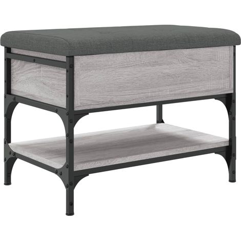 Banc de rangement à chaussures avec coussin d'assise et étagère 62 x 42 x 45 cm en bois d'ingénierie couleur sonoma gris DEC024942