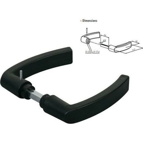Coppia di maniglie in poliammide nero per quadrato da 8 mm, 54 mm (1/3)