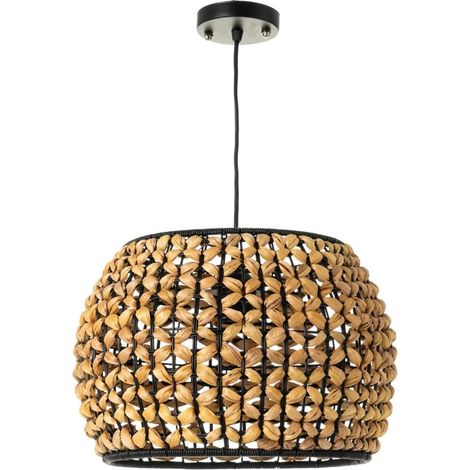 Lampadario Sospensione Design Moderno Lampada Paralume Fibra Naturale 35 cm