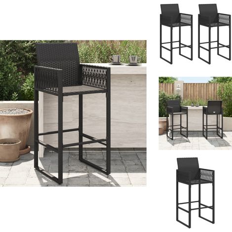 Tabourets de bar de jardin lot de 2 noir résine tressée - Chaise De Jardin - Tabouret De Bar - Mobilier De Jardin - Résine Tressée - Meubles D'extérieur (1/5)