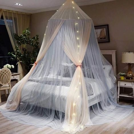 Ciel de Lit Enfant Baldaquin Rideaux De Lit Tente de Jeu Intérieur Décoration Chambre Princesse Moustiquaire -Orange+Gray (1/4)