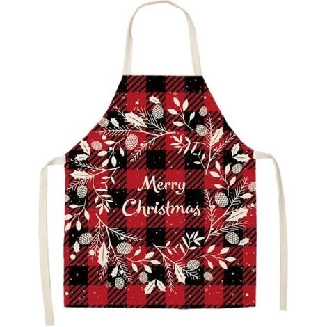 Tablier de Cuisine - SHLK - Plaid Noir et Rouge - 38x47cm - Lavable - Style Contemporain (1/2)