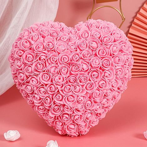 Roses Conservees En Forme De Coeur - Decoration Sous Dome En Verre - Ornement Pour Table Ou Chambre A Coucher - 1 Unite (1/5)