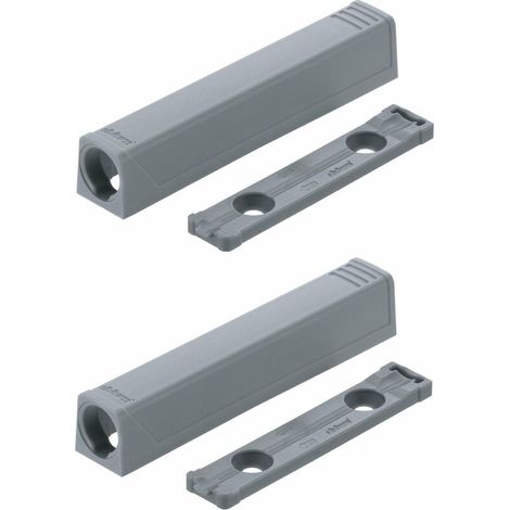 2x Adaptateur support droit à visser Blum 956A1201 79x14mm pour push to open loqueteau de porte Tip-on Charnière Meuble Cuisine Butée Fermeture Piston, gris (1/4)
