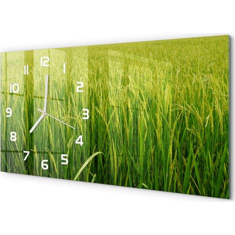 Horloge Murale Salon 60x30 cm Panoramique Verre Trempé Décoration Murale Rizière (1/5)
