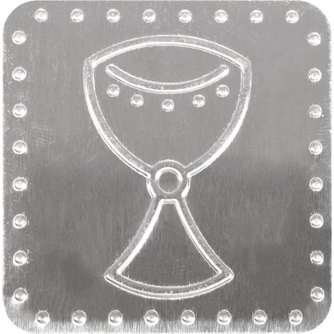 RAYHER - PLACCA IN METALLO CALICE CON PUNTO ADESIVO 4X4CM 8PZ