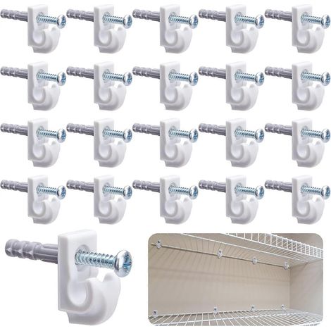 Clips de fixation pour étagères métalliques : 20 clips blancs pour étagères de placard. (1/5)