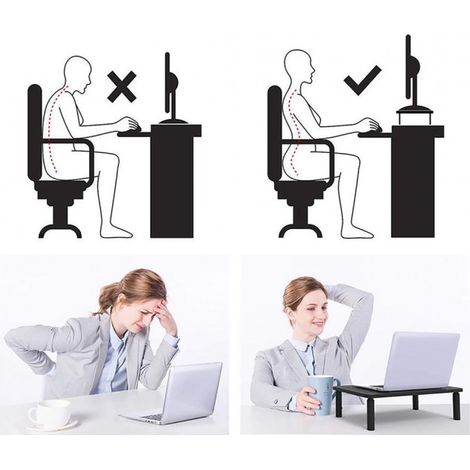 Maclean MC-946 Monitor Laptop Stand 13" - 32" 3-Level Height Adjustment with Drawer up to 20kg Sturdy Vented (1/5)