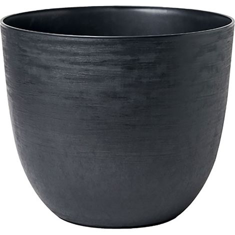Vaso Rotondo Indoor e Outdoor Tera con Riserva D'acqua Over Black Ø28 cm in Plastica Nero