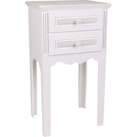 Mesita de noche de madera de 2 cajones blanco 38x28x69 (1/5)
