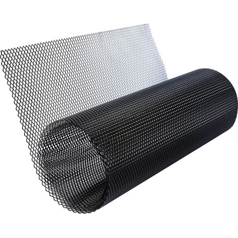 Parrilla del radiador de aleación de aluminio negro, rejilla del parachoques enrollable, perforación de diamante, negro (1/5)