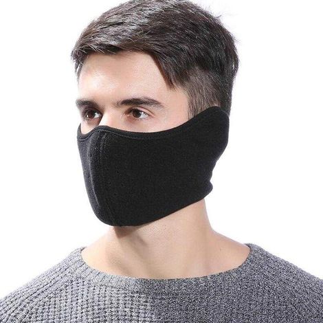 masques d'hiver chauds et coupe-vent pour hommes - masque facial épais, anti-poussière et respirant / cache-oreilles résistant au froid / demi-masque coupe-vent pour sports de plein air (noir et gris) (1/4)