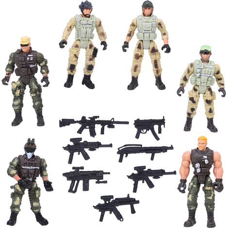 Soldat Militaire - Modèle Articulé avec Armes - Jouet Éducatif pour Enfant - 6 Pièces (1/5)