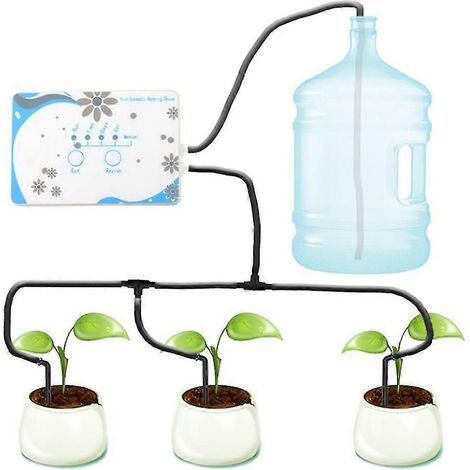 Système d'arrosage automatique pour plantes d'intérieur, assurant un apport régulier d'eau et de nutriments. Peut arroser jusqu'à 12 pots simultanément. (1/5)
