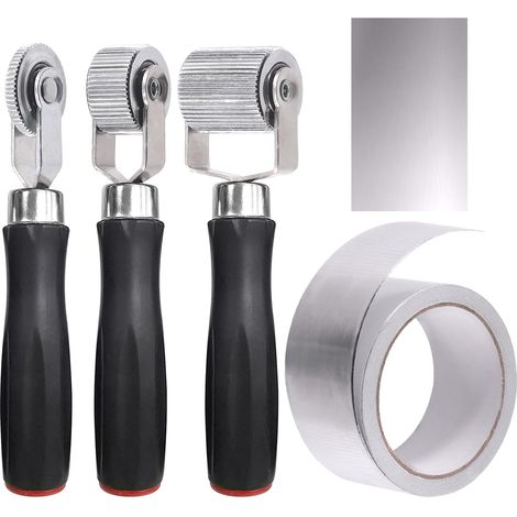 Lot de 4 rouleaux de 3 tailles - 6 mm, 20 mm, 40 mm - En métal - Avec film d'aluminium - Bande d'étanchéité de finition pour voiture (1/5)