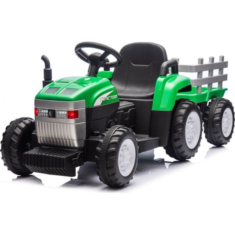Trattore Elettrico per Bambini 12V con Rimorchio Verde (1/5)