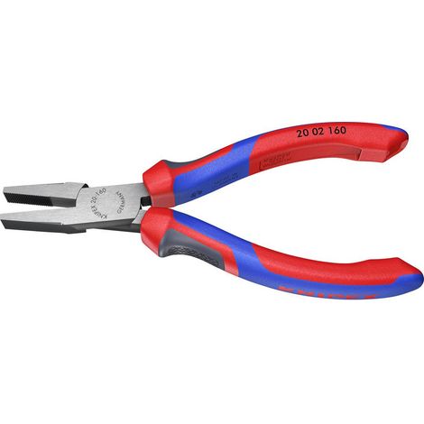 KNIPEX 20 02 160 Pinza per meccanica a becchi piatti diritti con manici comfort atramentata nera 160 mm