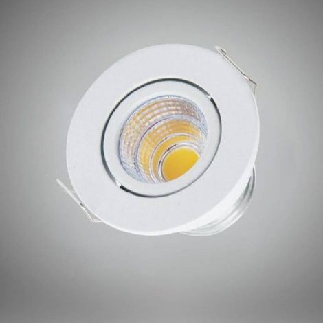 TrAdE Shop Traesio - Faretto 1 Led Cob Incasso 3 Watt 270lm Orientabile Luce Calda Fredda Naturale - Bianco-Bianco Naturale - (1/4)