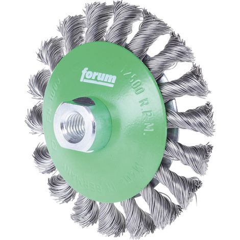 Brosse conique inoxydable M14 115 x 0,35 mm nouée (1/2)