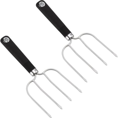 Four-Prong Turkey Lifter - Stainless Steel Roasting Fork - For Oven Grilling Carving - 24.5 cm - 2 Pieces (1/5)