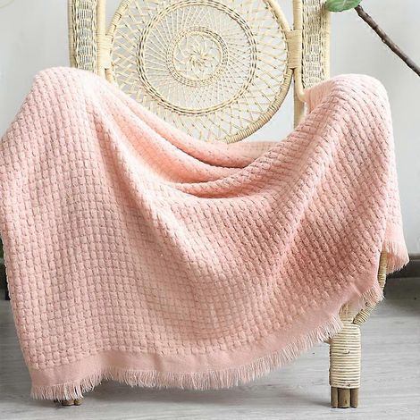 Couverture rose pour canapé, châle, couvre-lit, couverture pour sieste au bureau (1/5)