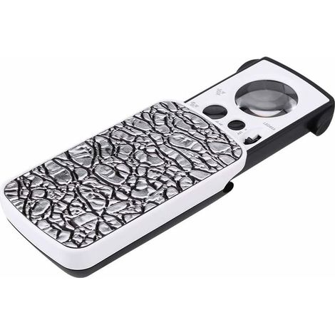 Magnifier, 30x / 60x / 90x Magnification Lenses Portable Magnifier with LED Lighting Illuminating Magnifying Magnifier for Jewelry, Stones, Stamps, Coins, Watches, etc. (white) (1/5)