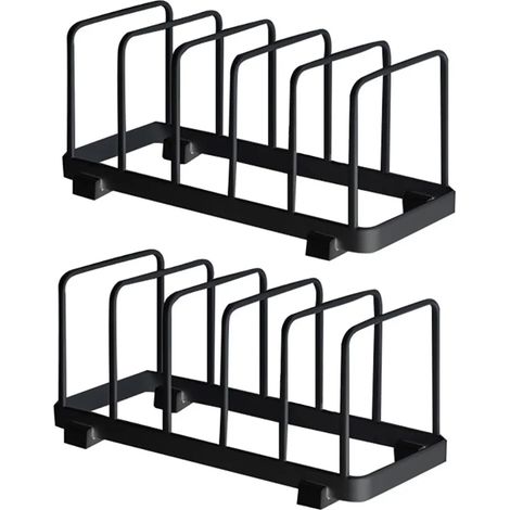 Assiette Organisateur, Égouttoir à Vaisselle, Supports à Assiettes, Organisateur d'Étagère à Assiettes, Rangement de Planche à Découper pour Cuisine Comptoir Placard (Noir, 2 Pièces) (1/4)