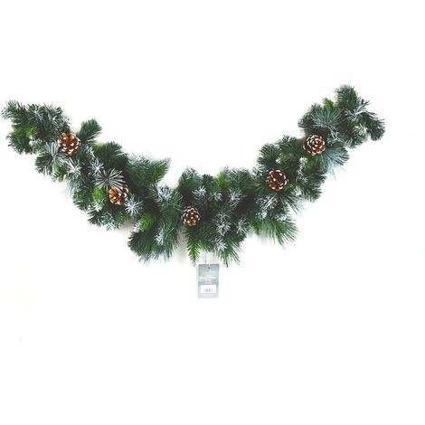 90 CM/ 3FT Frosted Glacier Swag 92 Tips/ 5 Cones Green Xmas Fireplace Mantel (1/2)