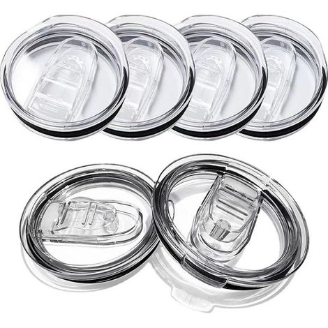 Lot de 6 couvercles de rechange pour 2 gobelets fins, en plastique transparent sans BPA, faciles à utiliser (1/5)
