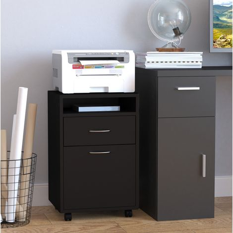 MEUBLIV Caisson de bureau sur roulettes 40x35x60 cm noir – rangement fonctionnel (1/5)