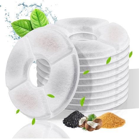 Packung mit 10 runden Filtern für Katzentrinkbrunnen (mit Aktivkohlefilter) für Katzen und Hunde (1/5)