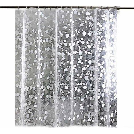 Rideau De Douche - EVA Impermeable - Transparent A Motif Raye - Pour Salle De Bain - 180x180 Cm (1/3)