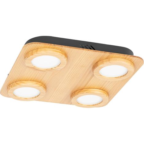 LED Deckenlampe "Joren" aus Holz dimmbar für Wohnzimmer & Esszimmer von Lindby