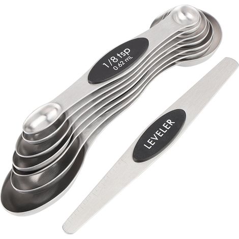 8-teiliges magnetisches Messlöffel- und Messbecher-Set aus Edelstahl mit Schaber für Gewürze und Kaffee (1/5)