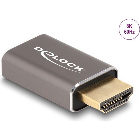 Delock Adaptador HDMI macho a hembra 8K 60 Hz gris metal