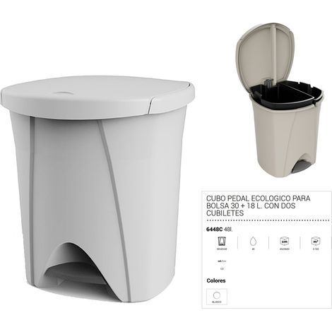 Secchio a pedale Nature 30L+18L bianco 6448C-BLA