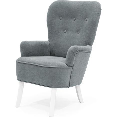 Velo Sessel - Gepolsterter Sessel mit Holzbeinen, Retro-Stil, Farbe Grau (1/5)