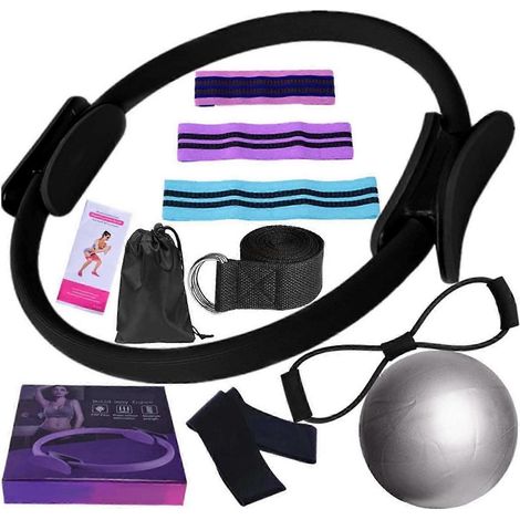Kit Pilates 11 pièces, essentiel et adapté aux femmes, comprenant anneaux, ballons, bandes de résistance et plus encore. Idéal pour les entraînements à domicile. Niveaux de résistance variés. (1/5)