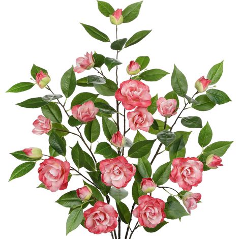 Fleurs artificielles camélias réalistes lot 3 Rose 90 cm (1/5)