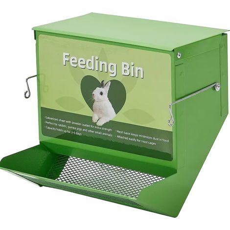 Gamelle d’alimentation métallique verteDistributeur galvanisé pour lapinsMangeoire professionnelle petits animaux (1/4)