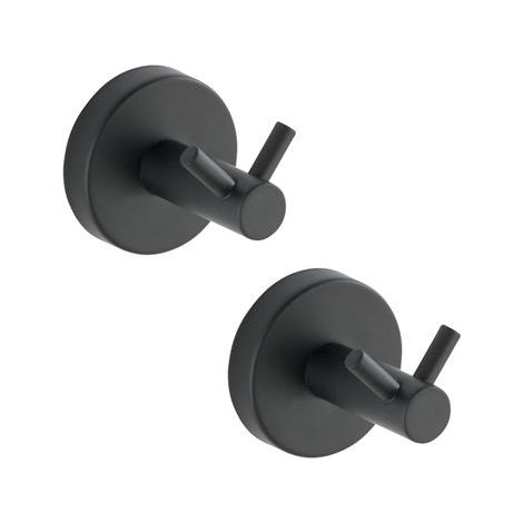 Crochet mural WENKO patère noire Bosio black inox 2 pièces 5,5 cm patère salle de bain crochet mural noir patère murale inox crochet mural design pour un rangement élégant dans votre salle de bain (1/2)
