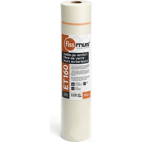 Trame treillis de verre 4x4 mm, 160g/m² - armature toile façade renfort enduit ITE - 1,10 x 50 m (1/2)
