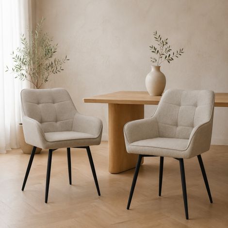 Chaise salle manger ergonomique tissu metal kaki OKMYHOME (1/5)