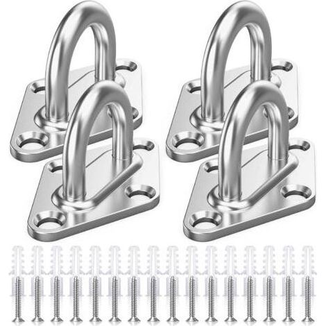 M5 Plaques à Oeillets,8 Pièces Platine Oeillet Inox Rhombic,Kit de Crochet Plafond Charge Lourde,Crochet Suspension Plafond Fixation Support Anneau Mural Boulon à Oeil pour Accrocher Objets (1/5)